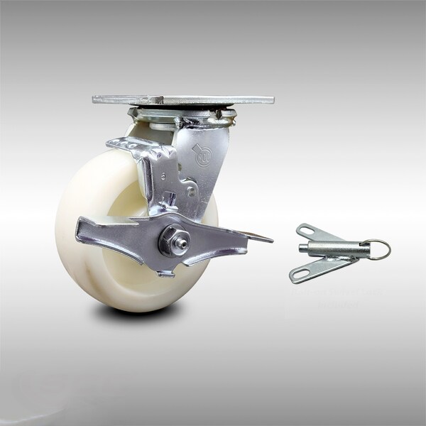 5 Inch Stainless Steel Nylon Caster with Ball Bearing and Brake/Swivel Lock SCC